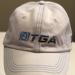 TGA Premier Tennis White with Blue Baseball Cap Embroidered Front and Back